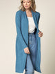 WSK1048 Womens Solid Long Sleeve Open Front Long Cardigan