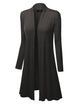 WSK1048 Womens Solid Long Sleeve Open Front Long Cardigan