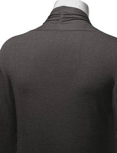 WSK1048 Womens Solid Long Sleeve Open Front Long Cardigan