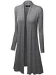WSK1048 Womens Solid Long Sleeve Open Front Long Cardigan