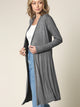 WSK1048 Womens Solid Long Sleeve Open Front Long Cardigan