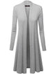 WSK1048 Womens Solid Long Sleeve Open Front Long Cardigan