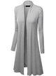 WSK1048 Womens Solid Long Sleeve Open Front Long Cardigan