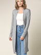WSK1048 Womens Solid Long Sleeve Open Front Long Cardigan