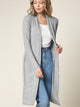 WSK1048 Womens Solid Long Sleeve Open Front Long Cardigan
