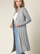WSK1048 Womens Solid Long Sleeve Open Front Long Cardigan