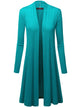 WSK1048 Womens Solid Long Sleeve Open Front Long Cardigan