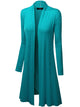 WSK1048 Womens Solid Long Sleeve Open Front Long Cardigan
