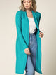 WSK1048 Womens Solid Long Sleeve Open Front Long Cardigan