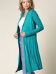 WSK1048 Womens Solid Long Sleeve Open Front Long Cardigan