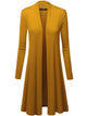 WSK1048 Womens Solid Long Sleeve Open Front Long Cardigan