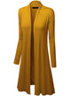WSK1048 Womens Solid Long Sleeve Open Front Long Cardigan