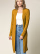 WSK1048 Womens Solid Long Sleeve Open Front Long Cardigan