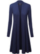 WSK1048 Womens Solid Long Sleeve Open Front Long Cardigan