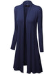 WSK1048 Womens Solid Long Sleeve Open Front Long Cardigan