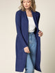 WSK1048 Womens Solid Long Sleeve Open Front Long Cardigan