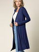 WSK1048 Womens Solid Long Sleeve Open Front Long Cardigan