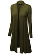 WSK1048 Womens Solid Long Sleeve Open Front Long Cardigan