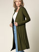 WSK1048 Womens Solid Long Sleeve Open Front Long Cardigan