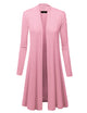 WSK1048 Womens Solid Long Sleeve Open Front Long Cardigan