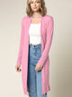 WSK1048 Womens Solid Long Sleeve Open Front Long Cardigan