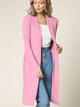 WSK1048 Womens Solid Long Sleeve Open Front Long Cardigan