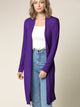 WSK1048 Womens Solid Long Sleeve Open Front Long Cardigan