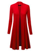 WSK1048 Womens Solid Long Sleeve Open Front Long Cardigan
