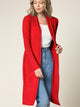 WSK1048 Womens Solid Long Sleeve Open Front Long Cardigan