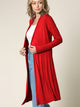 WSK1048 Womens Solid Long Sleeve Open Front Long Cardigan