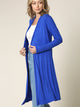 WSK1048 Womens Solid Long Sleeve Open Front Long Cardigan