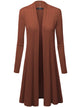 WSK1048 Womens Solid Long Sleeve Open Front Long Cardigan