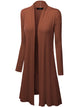 WSK1048 Womens Solid Long Sleeve Open Front Long Cardigan