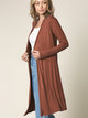 WSK1048 Womens Solid Long Sleeve Open Front Long Cardigan