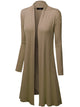WSK1048 Womens Solid Long Sleeve Open Front Long Cardigan