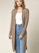 WSK1048 Womens Solid Long Sleeve Open Front Long Cardigan