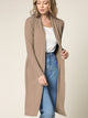 WSK1048 Womens Solid Long Sleeve Open Front Long Cardigan