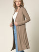 WSK1048 Womens Solid Long Sleeve Open Front Long Cardigan