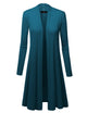 WSK1048 Womens Solid Long Sleeve Open Front Long Cardigan