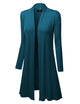 WSK1048 Womens Solid Long Sleeve Open Front Long Cardigan
