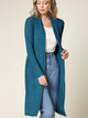 WSK1048 Womens Solid Long Sleeve Open Front Long Cardigan