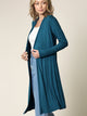 WSK1048 Womens Solid Long Sleeve Open Front Long Cardigan