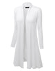 WSK1048 Womens Solid Long Sleeve Open Front Long Cardigan
