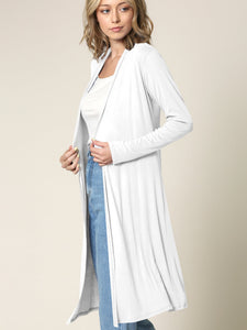 WSK1048 Womens Solid Long Sleeve Open Front Long Cardigan