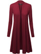 WSK1048 Womens Solid Long Sleeve Open Front Long Cardigan