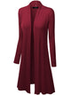 WSK1048 Womens Solid Long Sleeve Open Front Long Cardigan