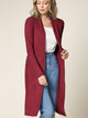 WSK1048 Womens Solid Long Sleeve Open Front Long Cardigan