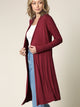 WSK1048 Womens Solid Long Sleeve Open Front Long Cardigan