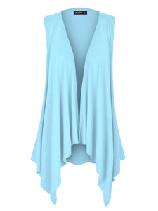 WSK1071 Women's Lightweight Sleeveless Open Front Drape Vest Cardigan