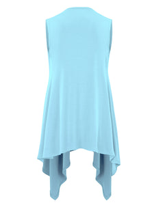 WSK1071 Women's Lightweight Sleeveless Open Front Drape Vest Cardigan
